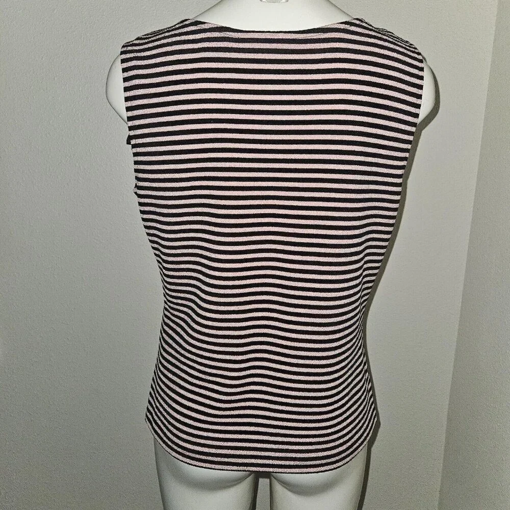 Dressbarn Pink Black Blazer Jacket Striped Tank Top Matching Set Size 10